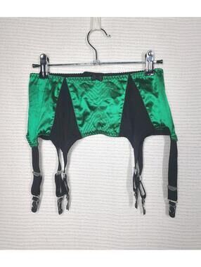 What Katie Did Garter Suspender Belt Emerald Green Satin US8 UK12 Six Clip Pinup